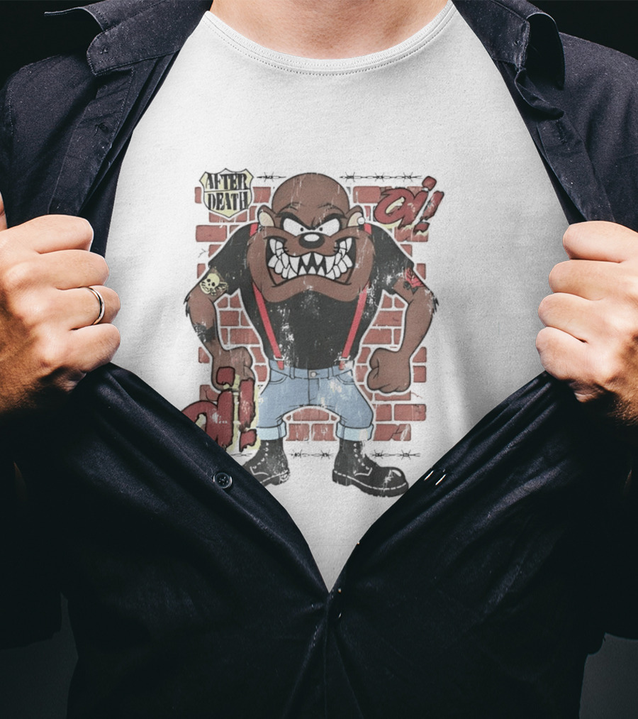 After Death Oi Distressed Skinhead Taz Suspenders Brick Wall T-Shirt