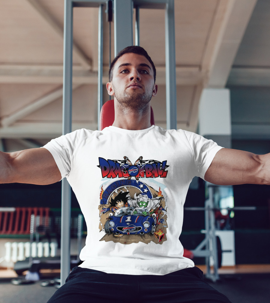 Buffalo Bills Dragon Ball Racing Goku Piccolo Driving Blue Car T-Shirt