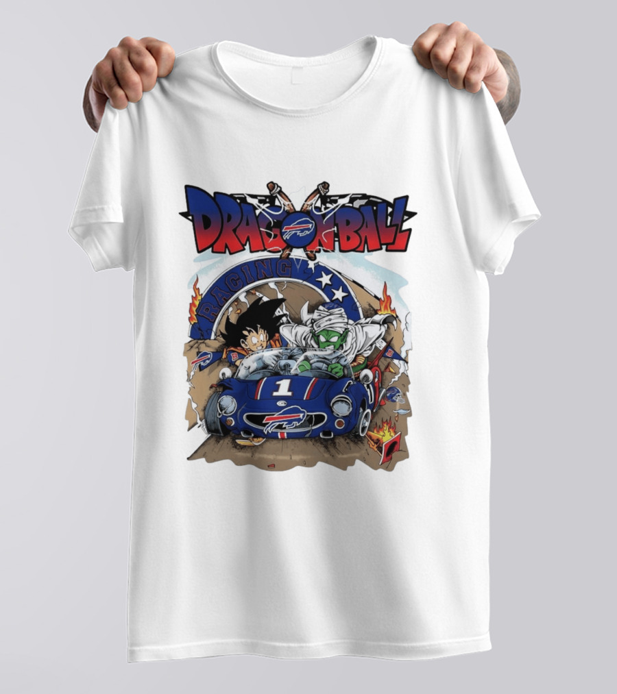 Buffalo Bills Dragon Ball Racing Goku Piccolo Driving Blue Car T-Shirt