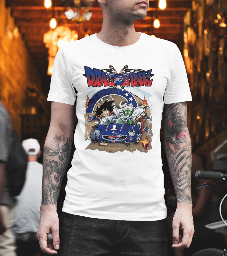 Buffalo Bills Dragon Ball Racing Goku Piccolo Driving Blue Car T-Shirt