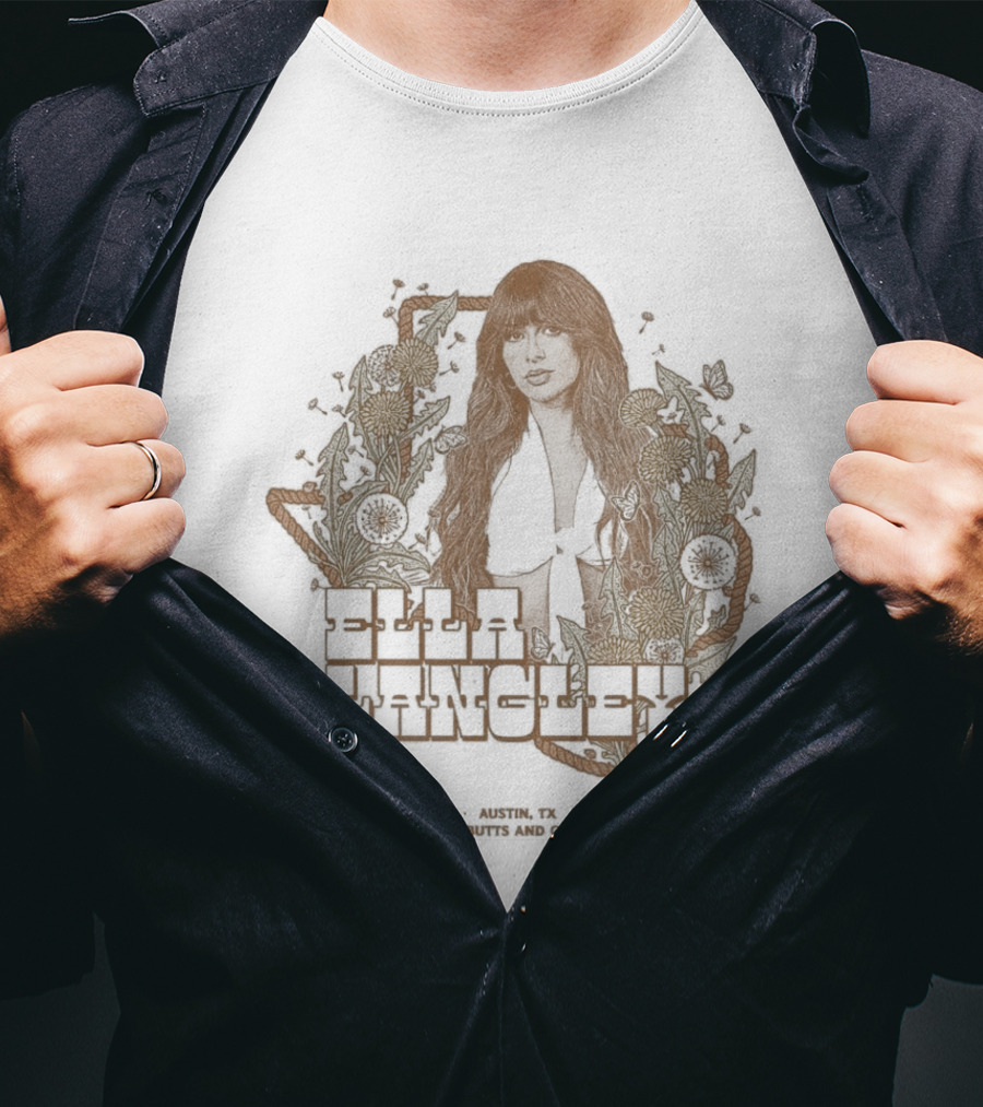 Ella Langley Moody Center 2026 Tour Austin Texas August 13th Vintage Floral Texas Map T-Shirt