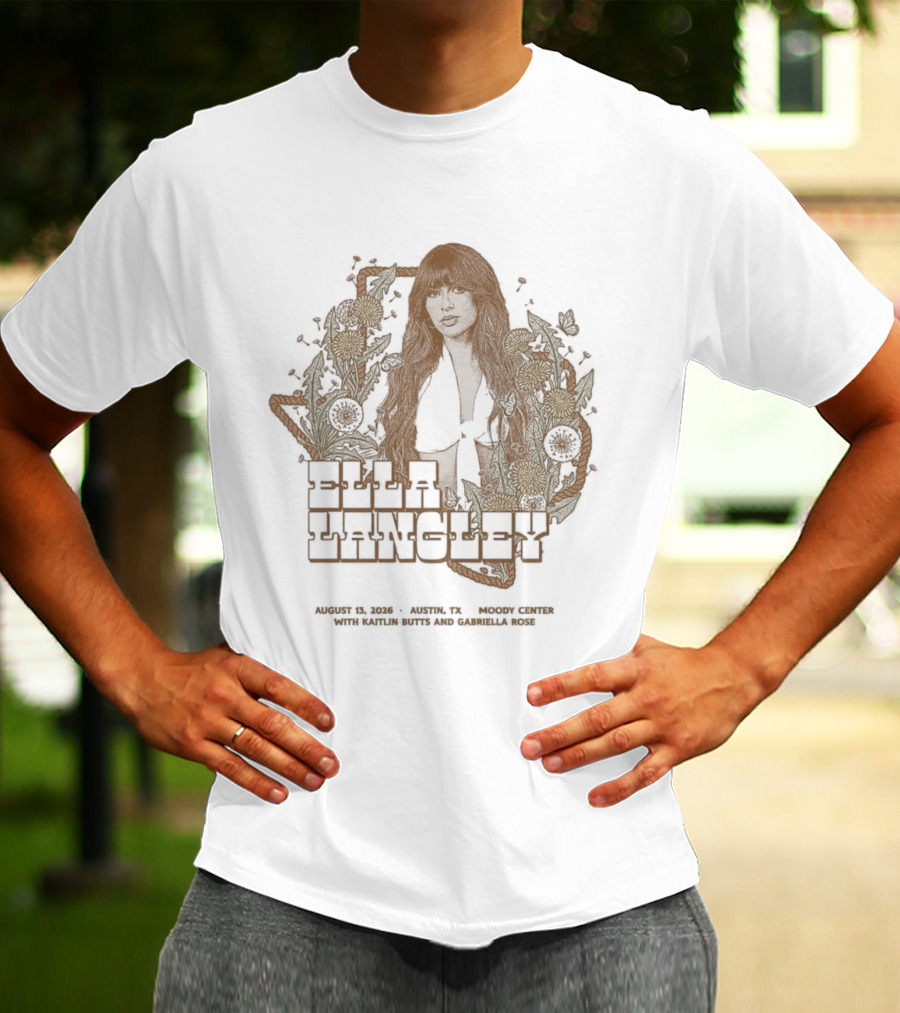 Ella Langley Moody Center 2026 Tour Austin Texas August 13th Vintage Floral Texas Map T-Shirt