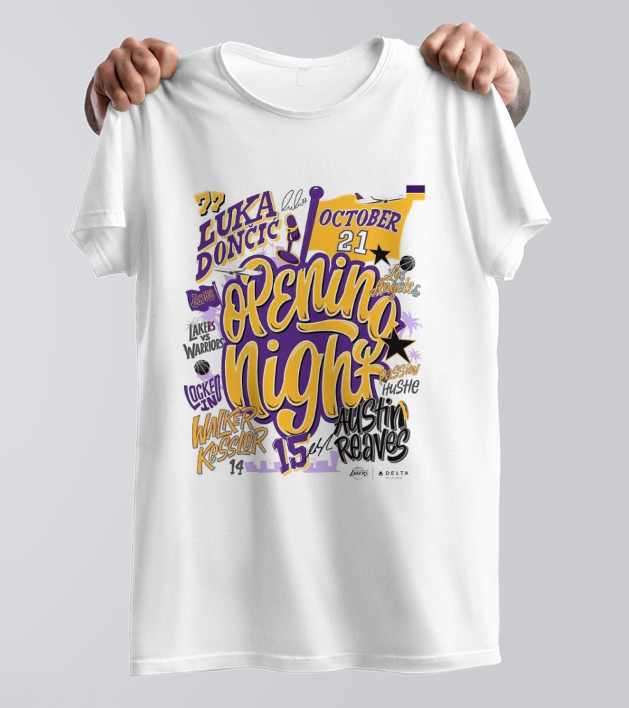 Los Angeles Lakers Luka Doncic Opening Night October 21 Walker Kessler Austin Reaves T-Shirt