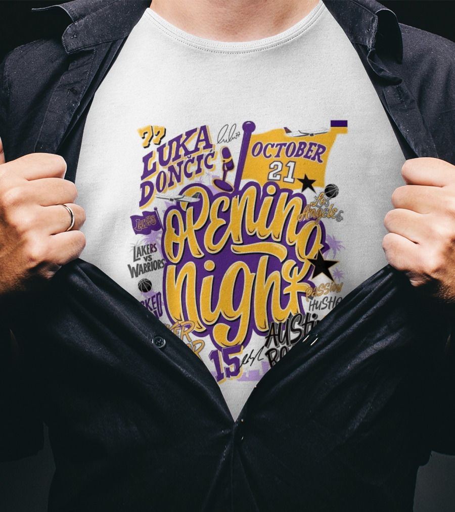 Los Angeles Lakers Luka Doncic Opening Night October 21 Walker Kessler Austin Reaves T-Shirt