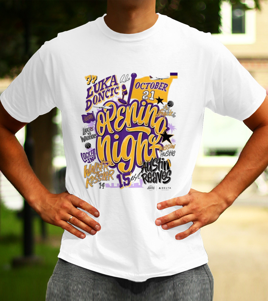 Los Angeles Lakers Luka Doncic Opening Night October 21 Walker Kessler Austin Reaves T-Shirt