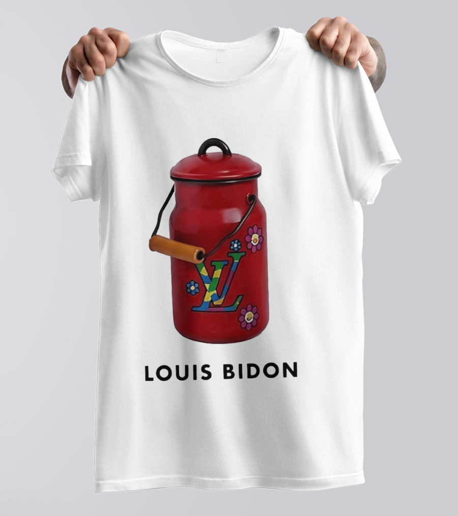 Louis Bidon Milk Jug Red Enamel Rainbow Monogram Flowers T-Shirt