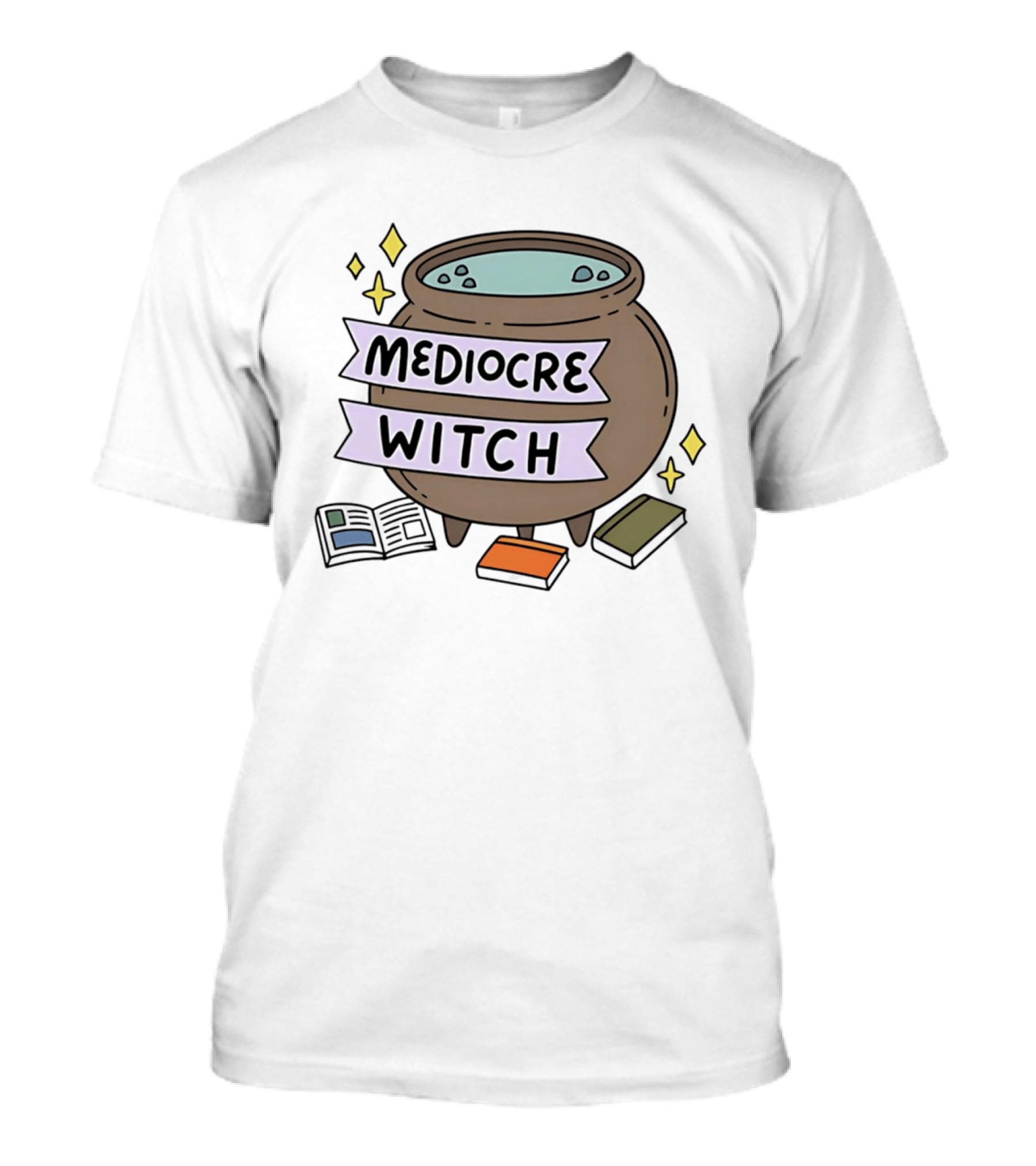 Mediocre Witch Magic Cauldron With Book And Sparkles T-Shirt