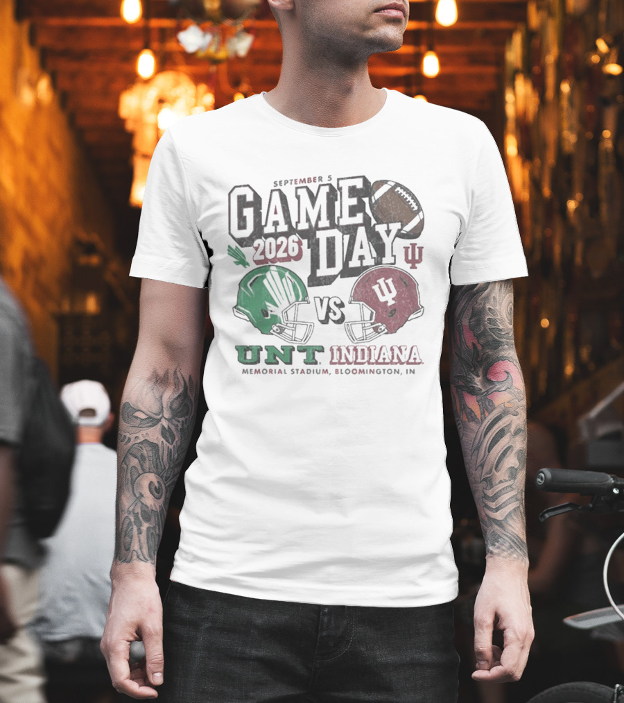 North Texas Mean Green University Of North Texas Vs Indiana Hoosiers Game Day September 5 2026 Memorial Stadium Bloomington T-Shirt