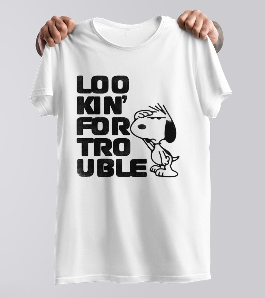 Peanuts Snoopy Lookin' For Trouble Hand Over Eye Distressed T-Shirt
