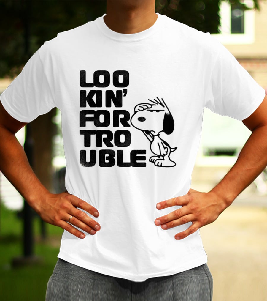 Peanuts Snoopy Lookin' For Trouble Hand Over Eye Distressed T-Shirt