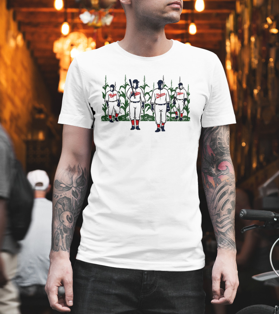 Phillies Vs Twins 2026 Field Of Dreams Game Vintage Baseball Cornfield Scene T-Shirt