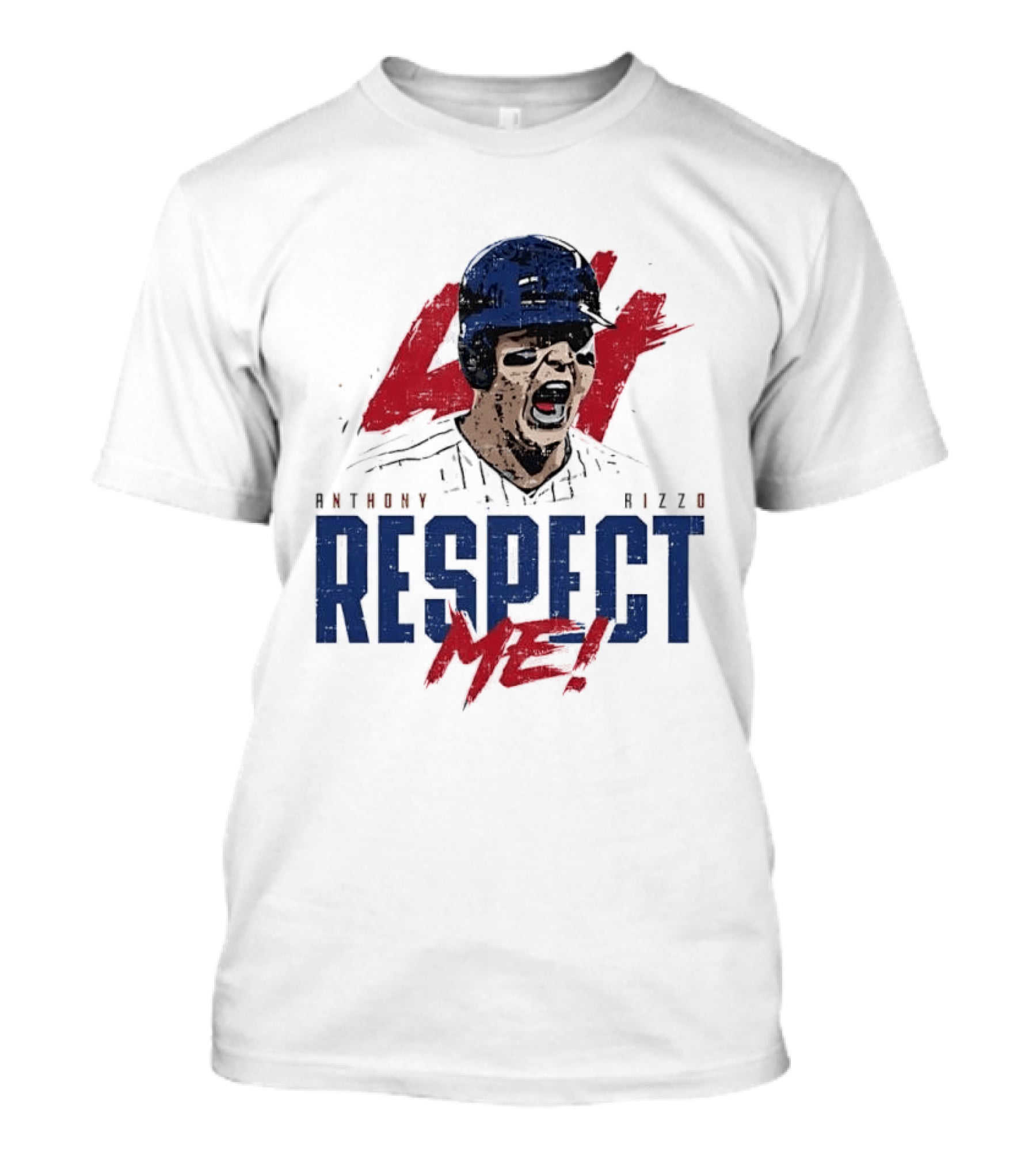Anthony Rizzo Respect Me Screaming Baseball Player Distressed 44 Red T-Shirt