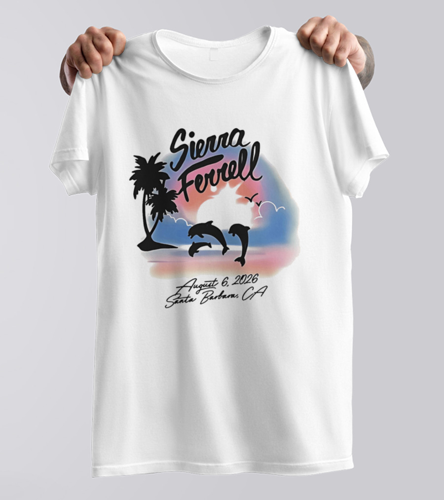 Sierra Ferrell August 6 2023 Santa Barbara CA Dolphins And Palm Trees T-Shirt