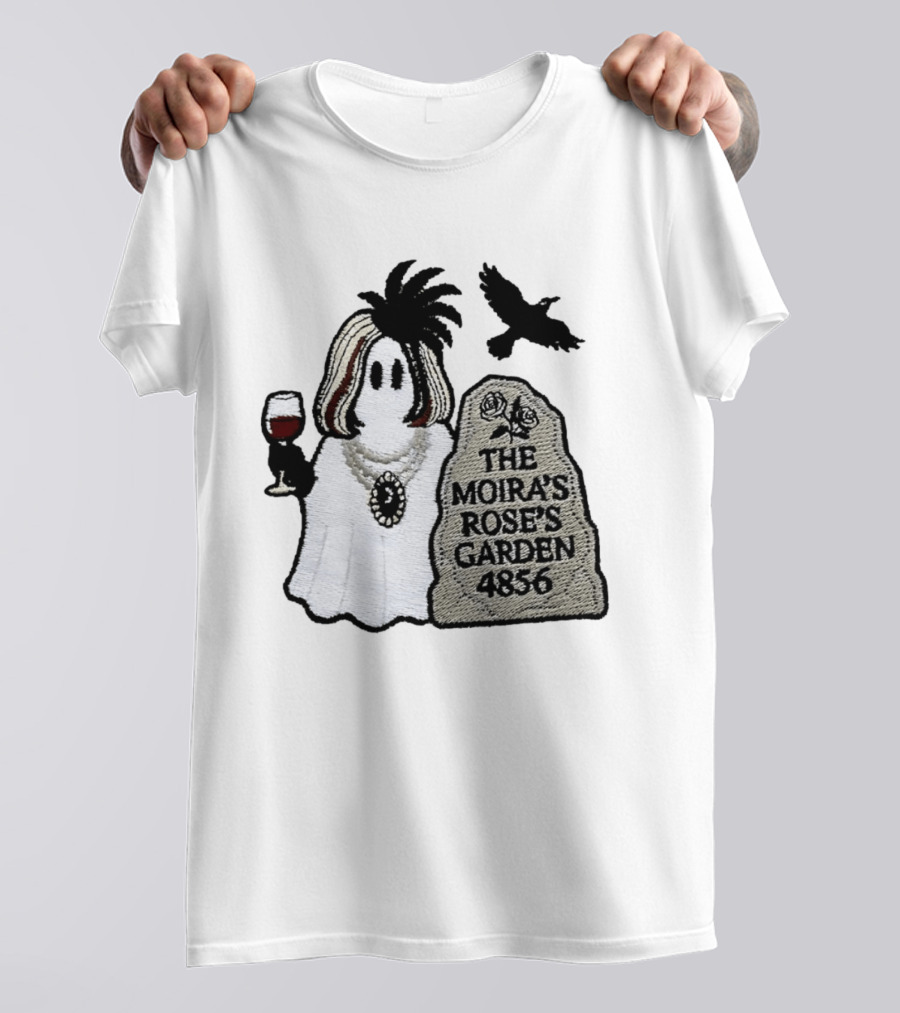 The Moira's Rose's Garden Ghost Wine Glass Tombstone Crow 4836 Wig T-Shirt