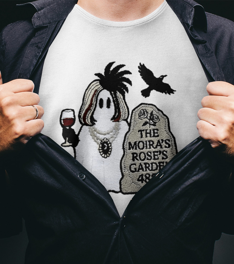 The Moira's Rose's Garden Ghost Wine Glass Tombstone Crow 4836 Wig T-Shirt