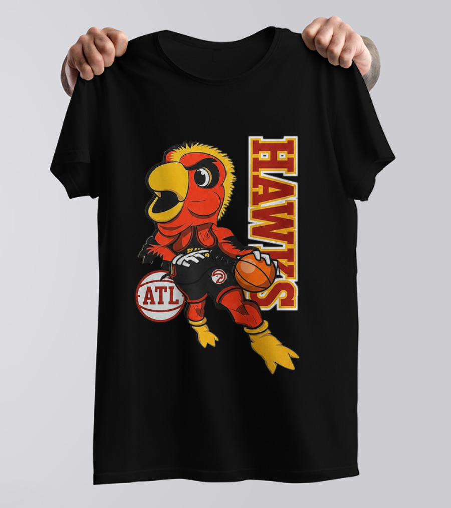 Hawks Bird Holding Basketball With ATL T-Shirt