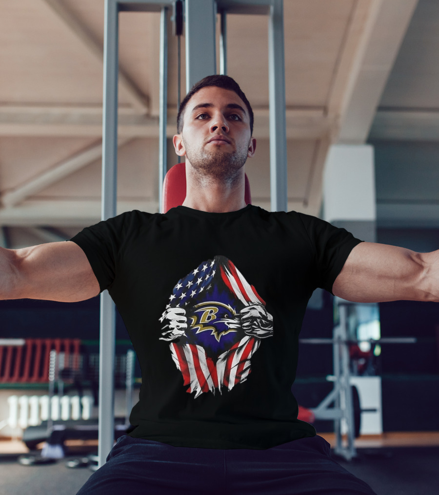 Baltimore Ravens American Flag Superman T-Shirt