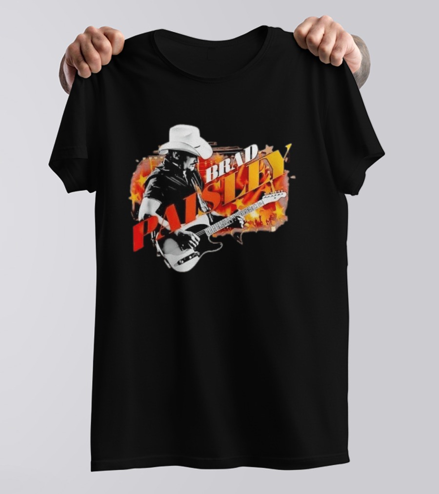 Brad Paisley Cowboy Hat Electric Guitar Musician Scene T-Shirt