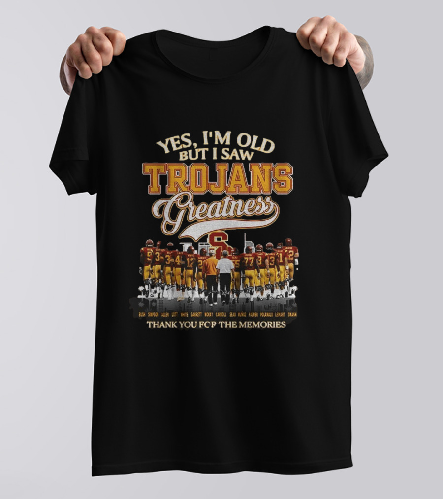 Yes I'm Old But I Saw Trojans Greatness Bush Simpson Allen Lott White Garrett McKay Carroll Seau Thank You For The Memories T-Shirt