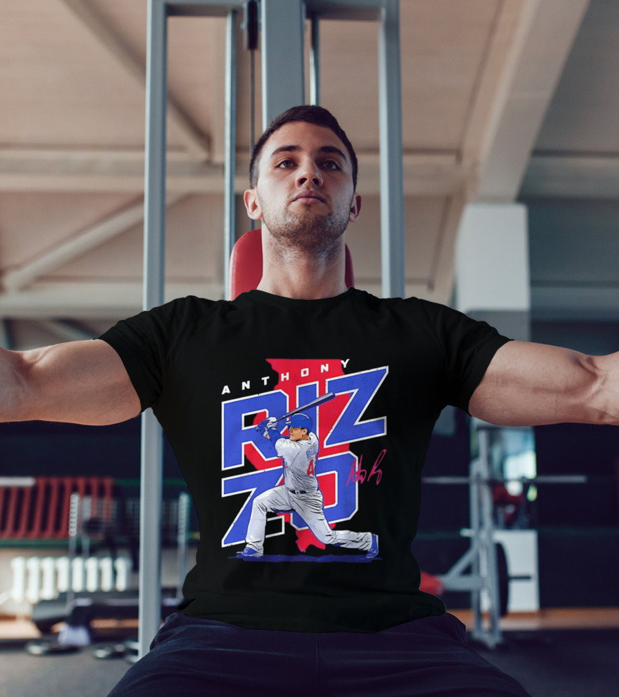 Anthony Rizzo 44 Chicago Cubs Batting Illinois Map T-Shirt