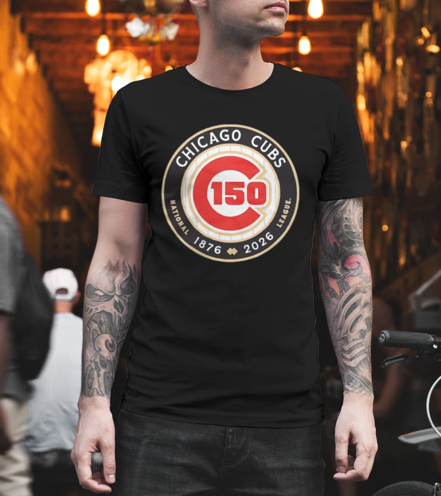 Chicago Cubs National League 150th Anniversary 1876 2026 Pinstripes T-Shirt