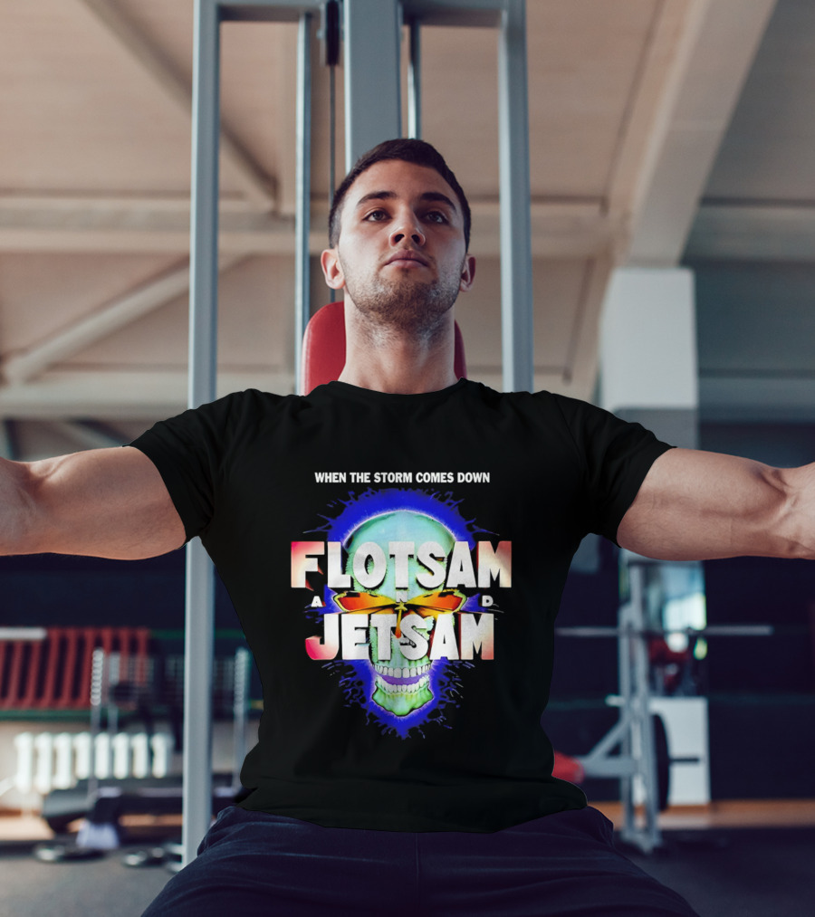 Flotsam And Jetsam When The Storm Comes Down Green Skull Blue Aura T-Shirt