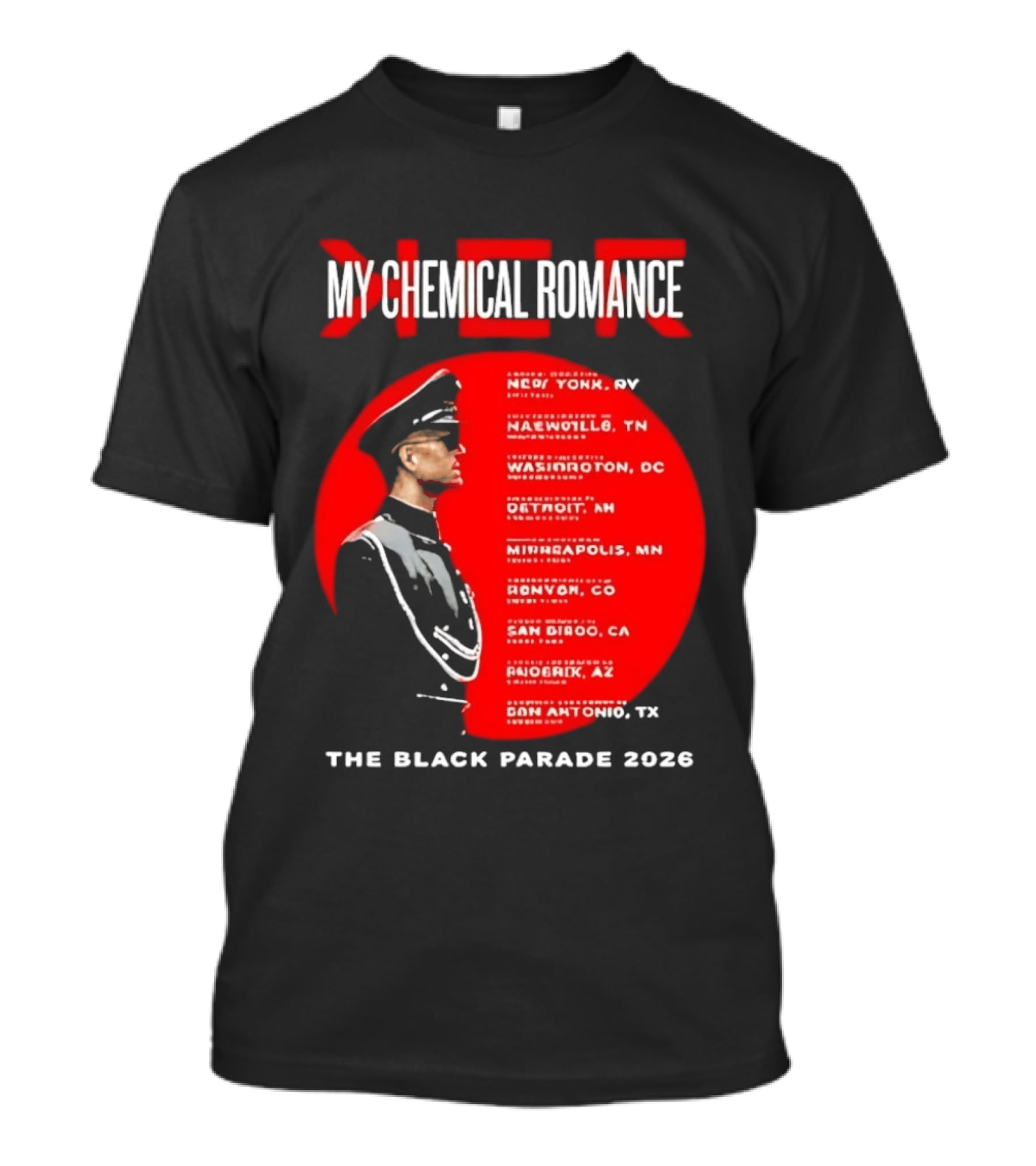 My Chemical Romance The Black Parade 2026 Tour Cities T-Shirt