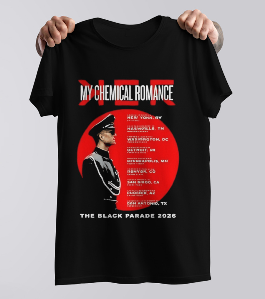 My Chemical Romance The Black Parade 2026 Tour Cities T-Shirt