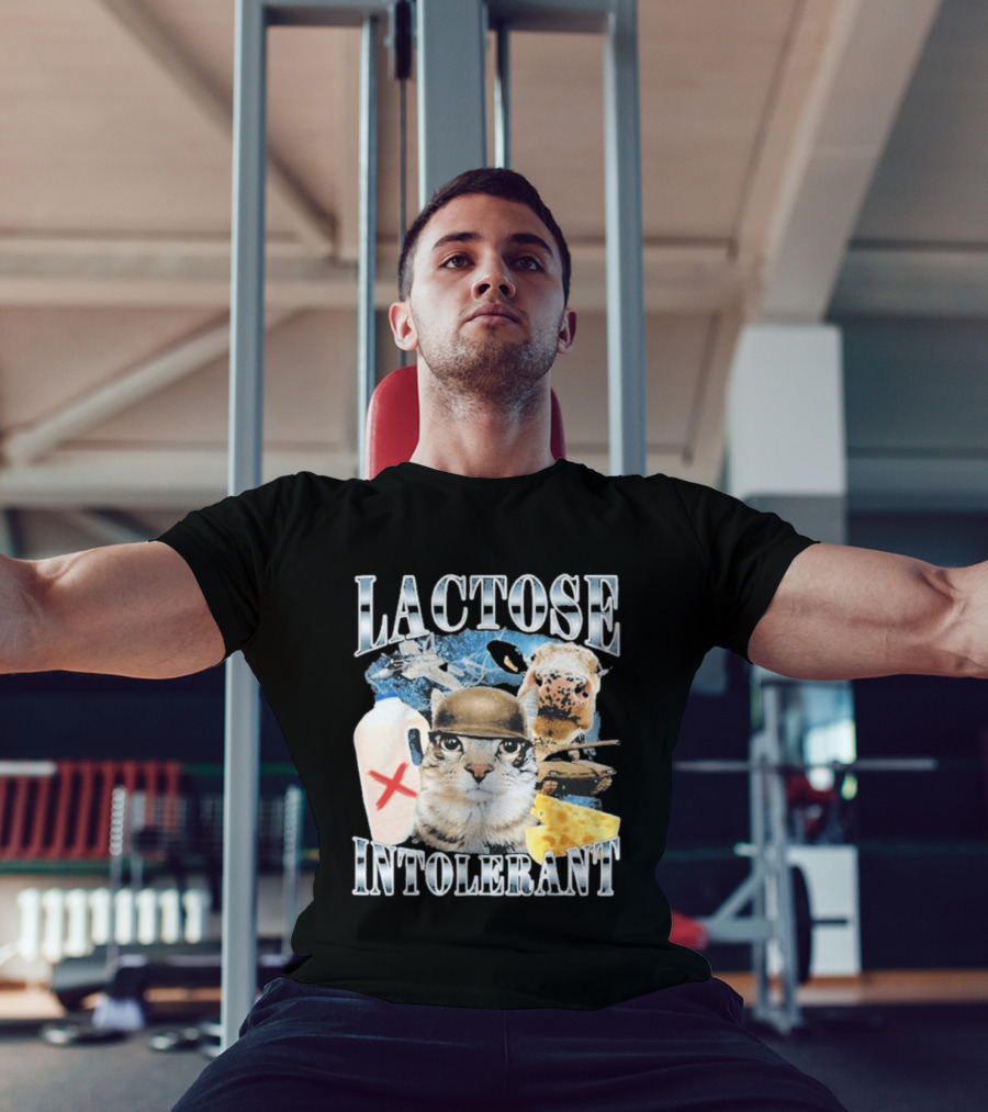 Lactose Intolerant Cat Cheese Cow Milk Jug T-Shirt
