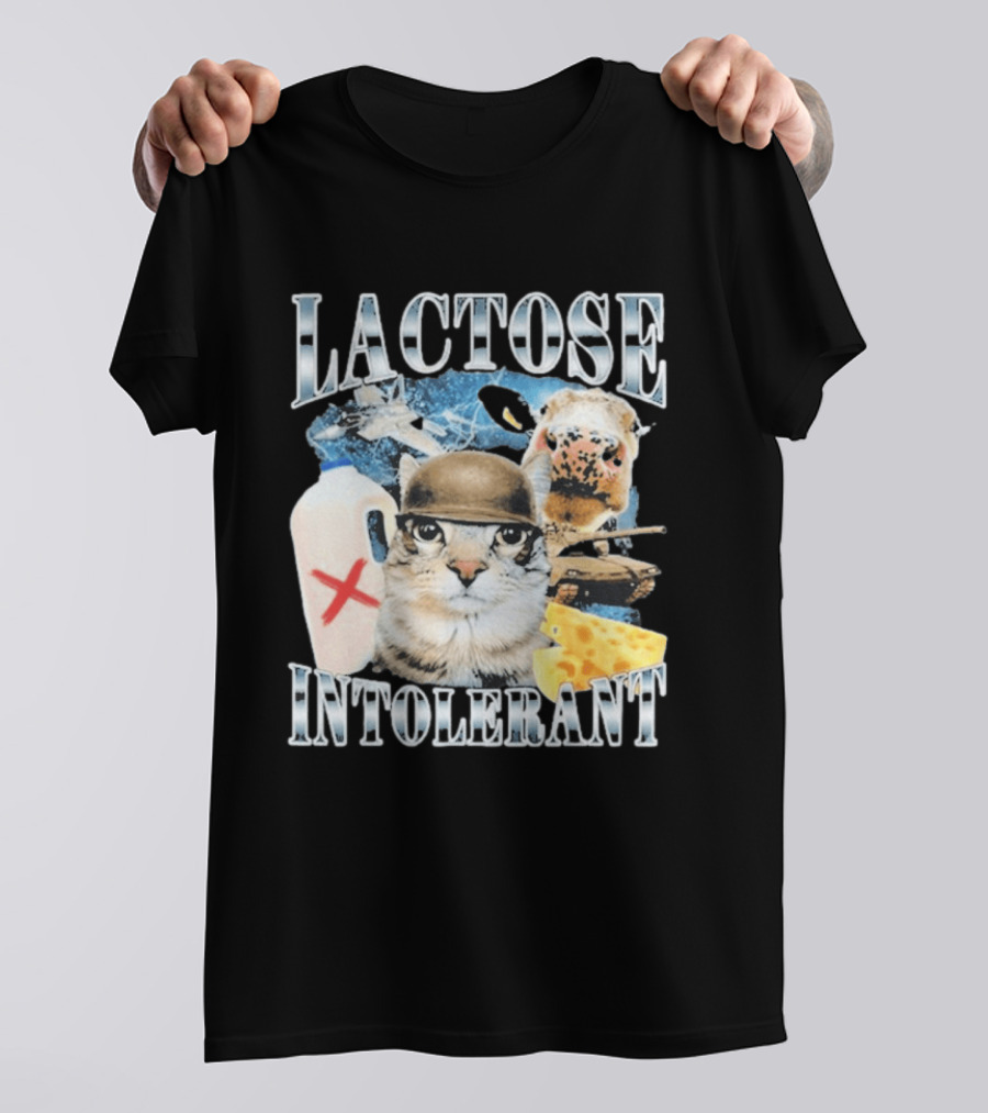 Lactose Intolerant Cat Cheese Cow Milk Jug T-Shirt