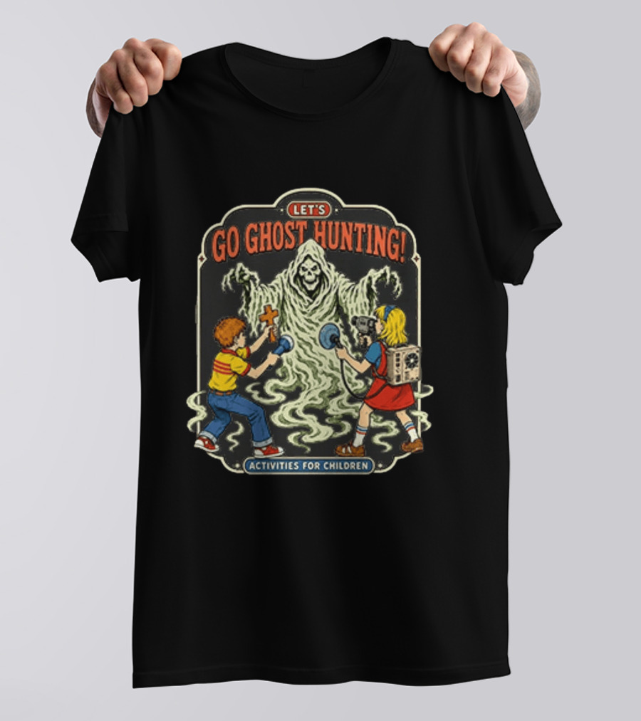 Let's Go Ghost Hunting Activities For Children With Scary Ghoul And Kids T-Shirt