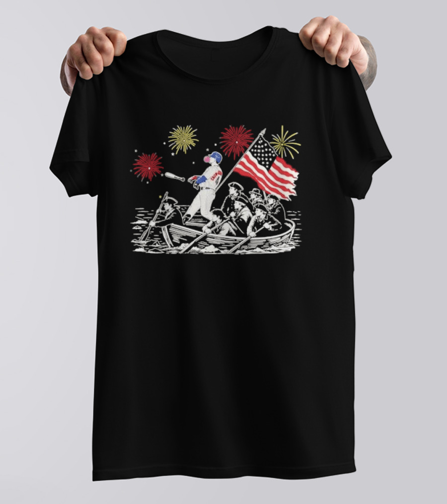 Players Crow Armstrong Patriotic Baseball Batting With American Flag And Revolutionary Boat T-Shirt