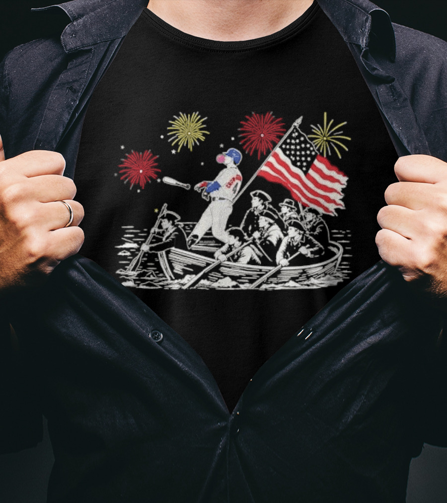 Players Crow Armstrong Patriotic Baseball Batting With American Flag And Revolutionary Boat T-Shirt