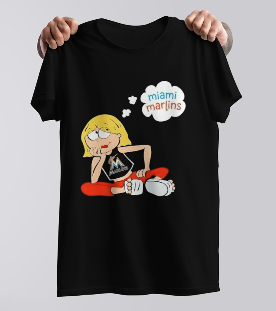 Miami Marlins MLB Cartoon Lizzie McGuire Blonde Girl Fan T-Shirt