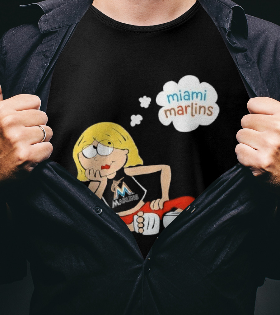 Miami Marlins MLB Cartoon Lizzie McGuire Blonde Girl Fan T-Shirt