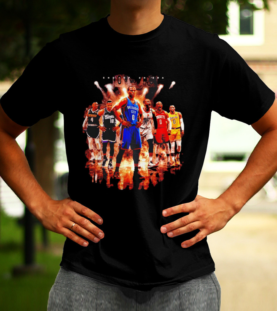 Russell Westbrook Oklahoma City NBA Career Retrospective With Team Jerseys T-Shirt