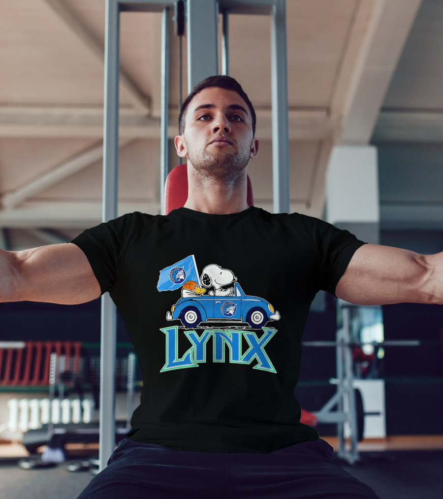Minnesota Lynx Snoopy Driving Beetle Car With Team Flag T-Shirt