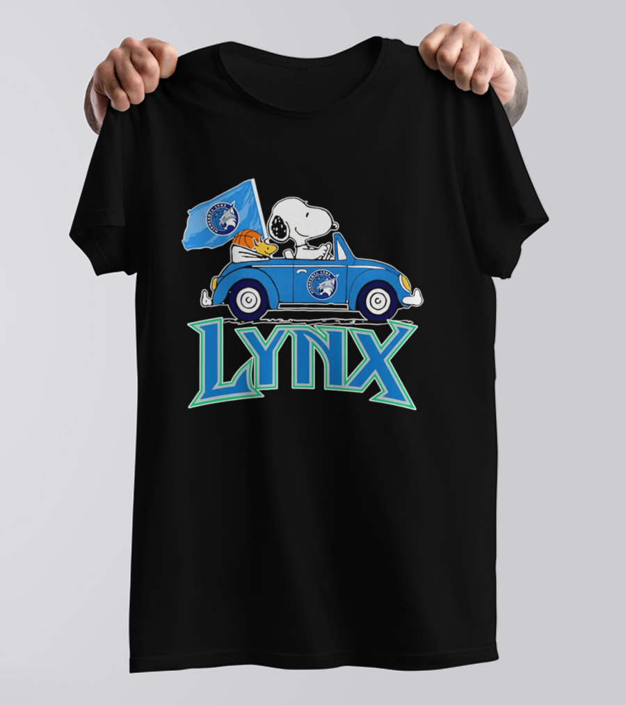 Minnesota Lynx Snoopy Driving Beetle Car With Team Flag T-Shirt