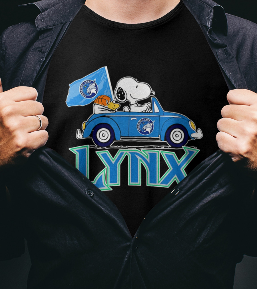 Minnesota Lynx Snoopy Driving Beetle Car With Team Flag T-Shirt