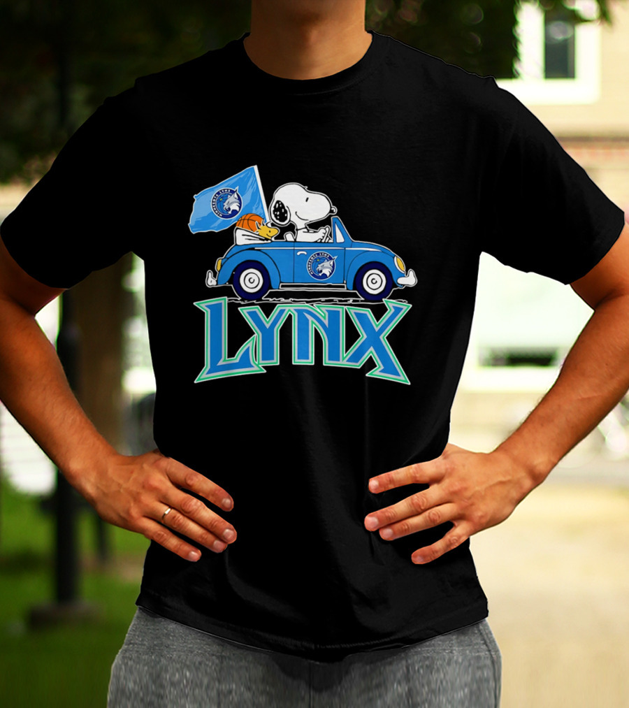 Minnesota Lynx Snoopy Driving Beetle Car With Team Flag T-Shirt