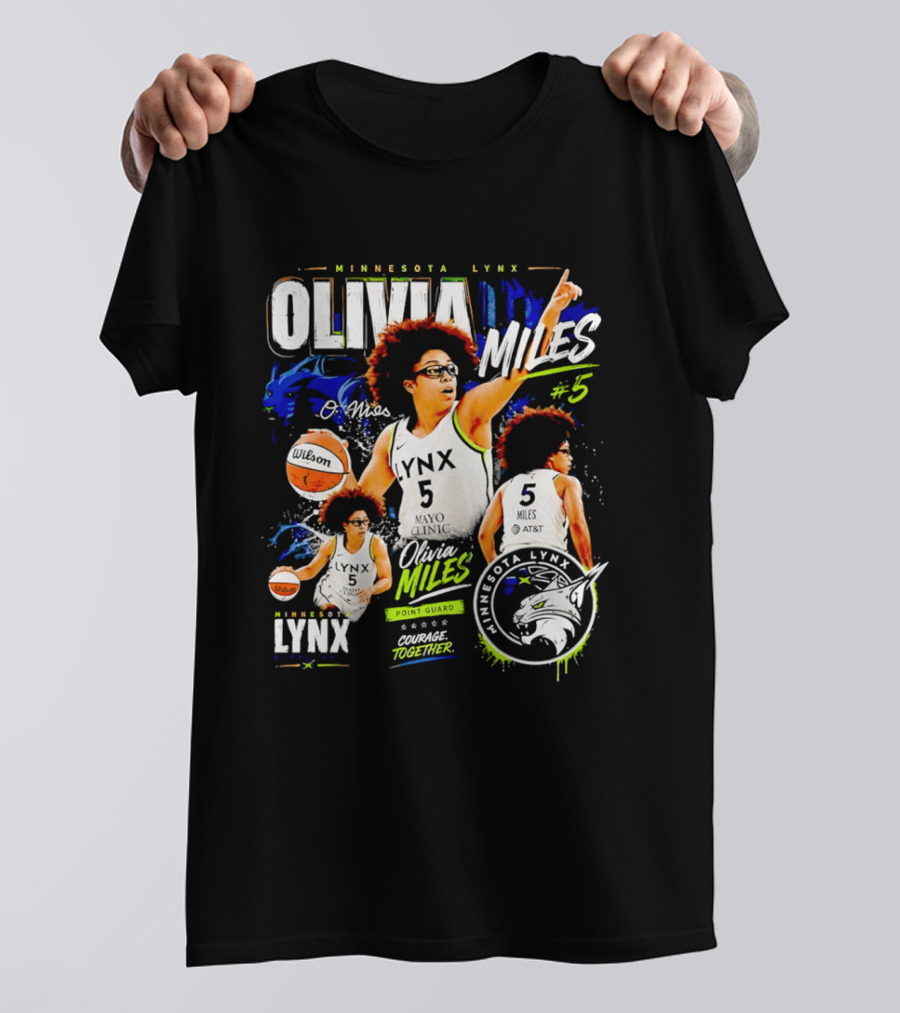 Minnesota Lynx Olivia Miles Number 5 Courage Together Basketball Player T-Shirt