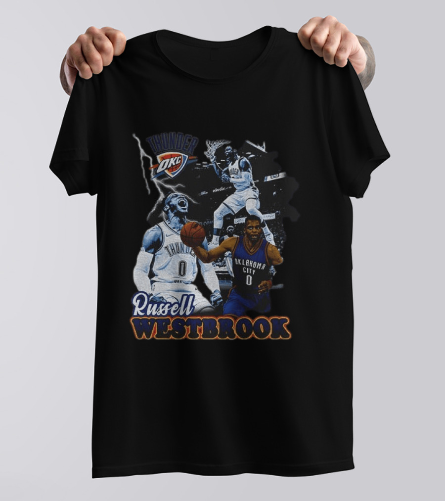 Russell Westbrook OKC Thunder Basketball Legend Collage T-Shirt