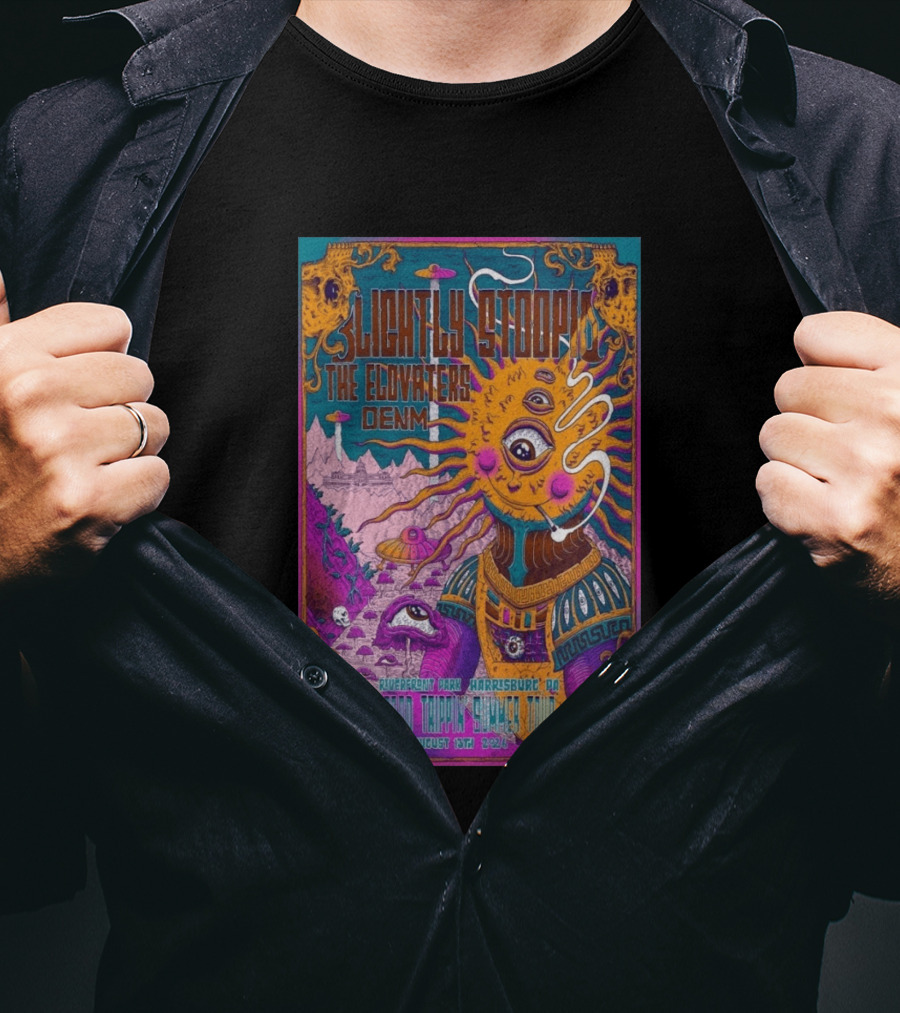 Slightly Stoopid The Elovaters DENM Road Trippin Summer Tour Riverfront Park Harrisburg PA August 13 2026 T-Shirt