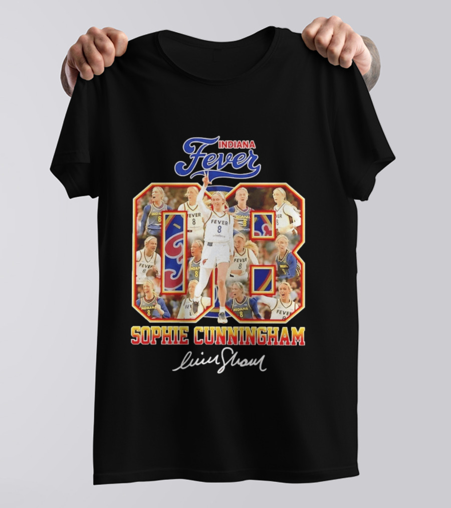 Indiana Fever Sophie Cunningham No 8 Collage WNBA T-Shirt
