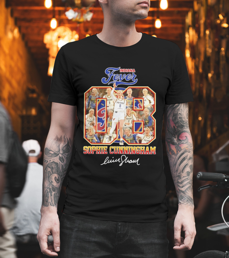 Indiana Fever Sophie Cunningham No 8 Collage WNBA T-Shirt