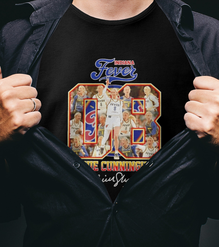 Indiana Fever Sophie Cunningham No 8 Collage WNBA T-Shirt