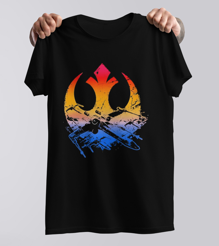Star Wars Rebel Alliance Distressed Insignia X Wing Starfighters Gradient T-Shirt