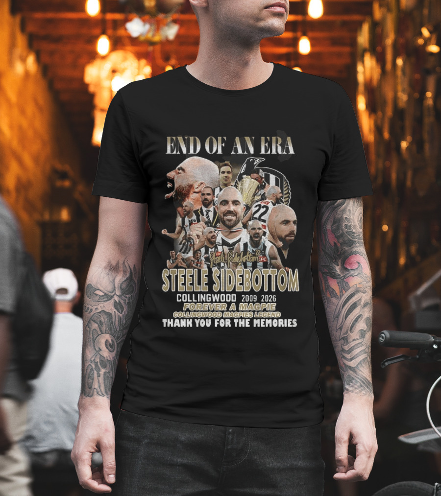 End Of An Era Steele Sidebottom Collingwood 2009 2023 Forever A Magpie Legend Thank You For The Memories T-Shirt