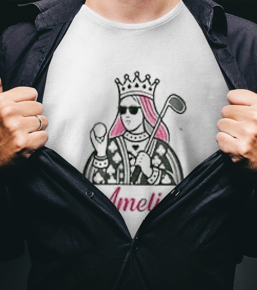 Amelia Queen Of Clubs Womens Golf With Pink Hair And Crown T-Shirt