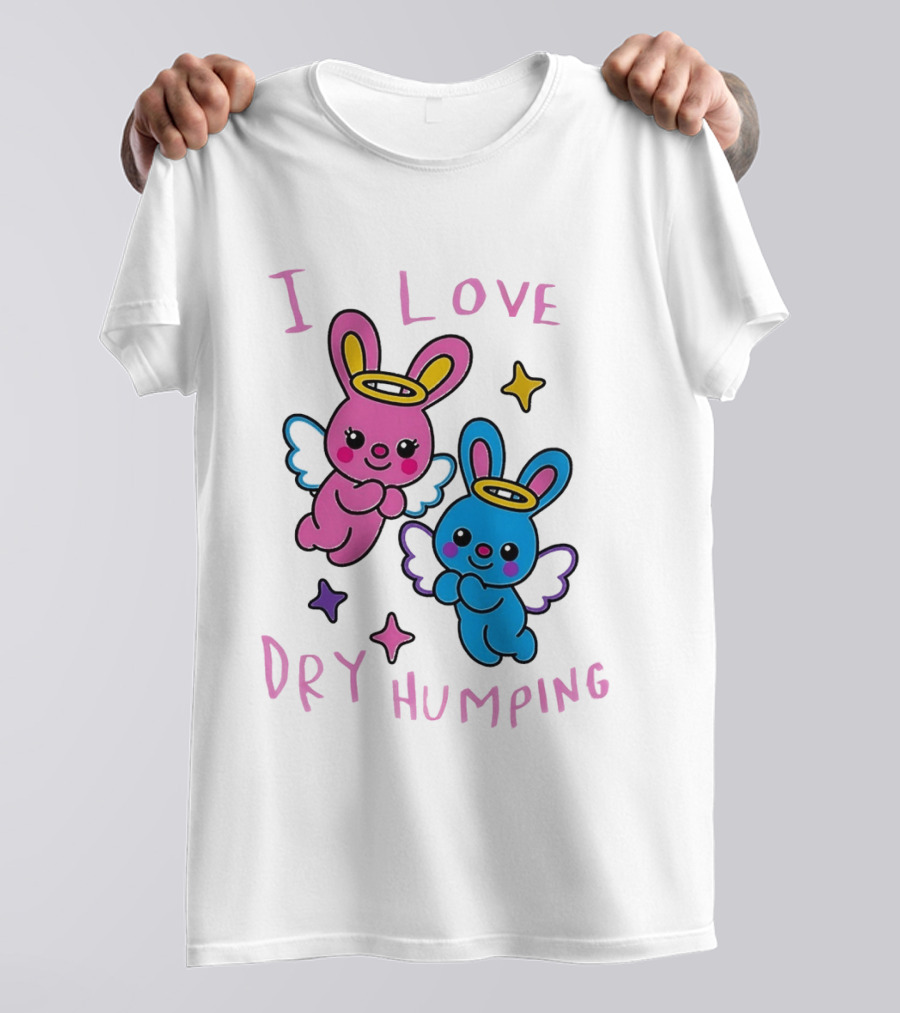 Angel Bunnies I Love Dry Humping Funny Cartoon Characters T-Shirt